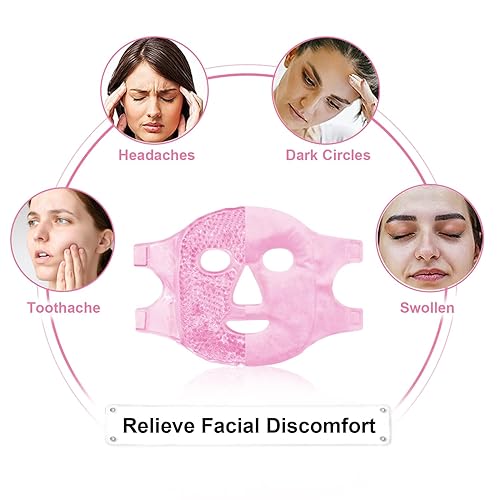 Miniatura 44 de Máscaras faciales frías para ojos, máscara facial de hielo, compresa fría y caliente para ojeras, hinchazón, migrañas, dolor de cabeza, estrés, #03