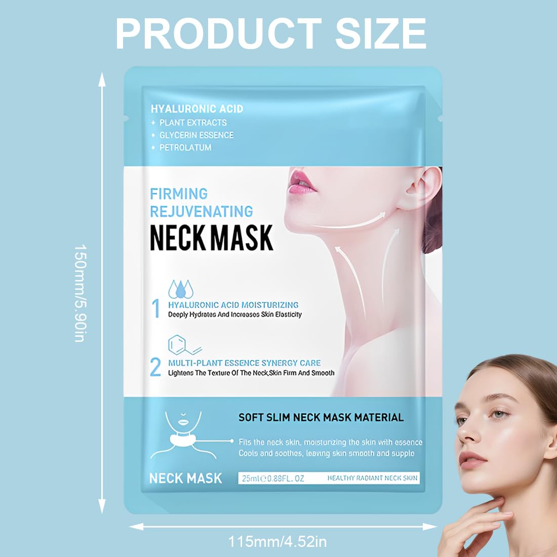 GXGM 10 Pezzi Maschera per il Collo, Maschera Collo Lifting, Mask Idratante Cuello, Patch Cuello Antirughe, Idratante, Anti-Età, Doppio Mento, Deep Collagen Mask
