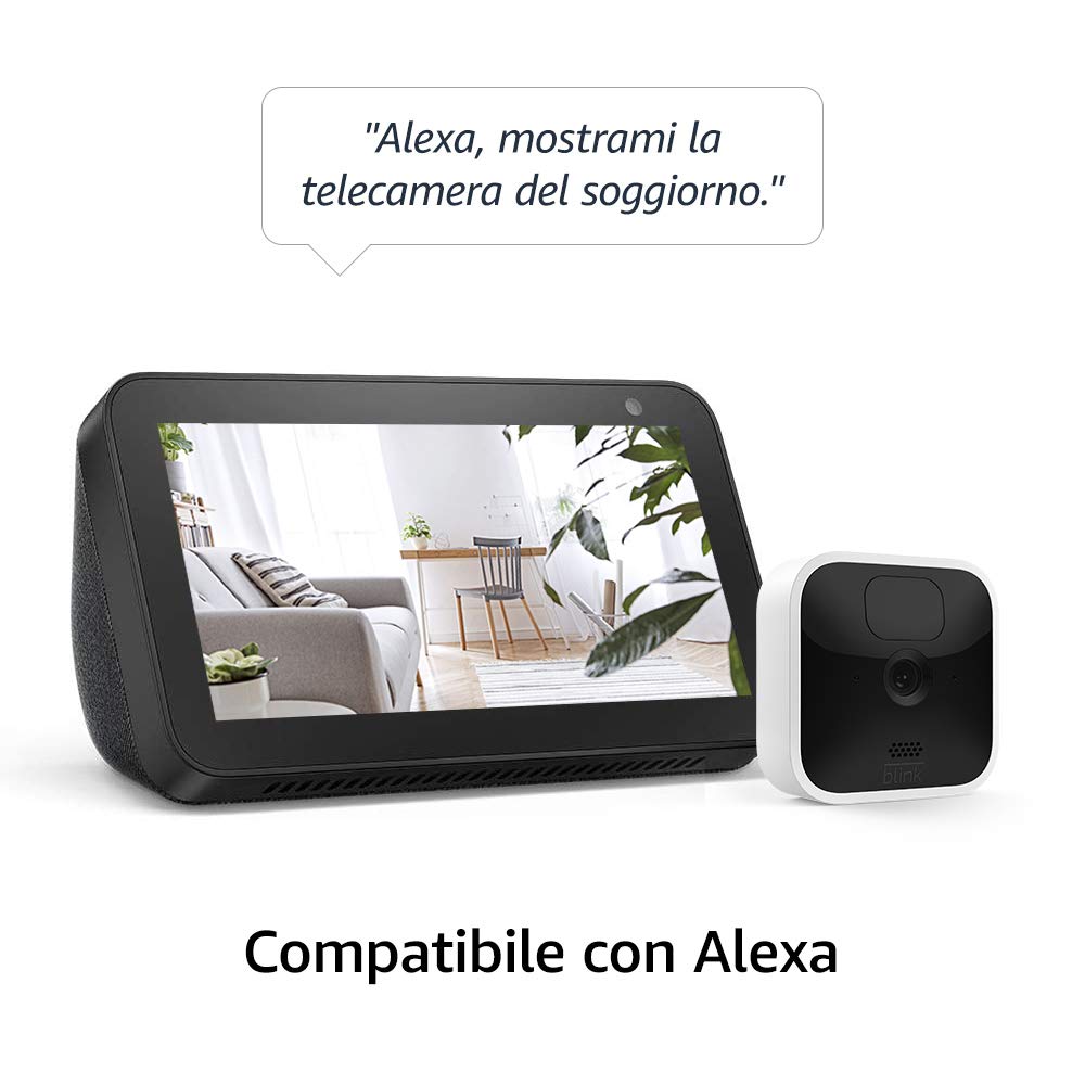 Blink Indoor, Videocamera di sicurezza in HD, senza fili, batteria autonomia 2 anni, rilevazione movimento, comunicazione bidirezionale, compatibile con Alexa | 2 videocamere