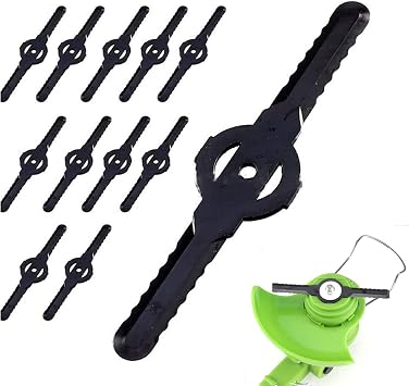 30 Pieces Grass Trimmer Head Replacement Plastic Cutter Blades Lawn Mower Blade Plastic Weed Wacker Head for Garden Electric Cordless Grass Trimmer Strimmer Tool Replacement Parts