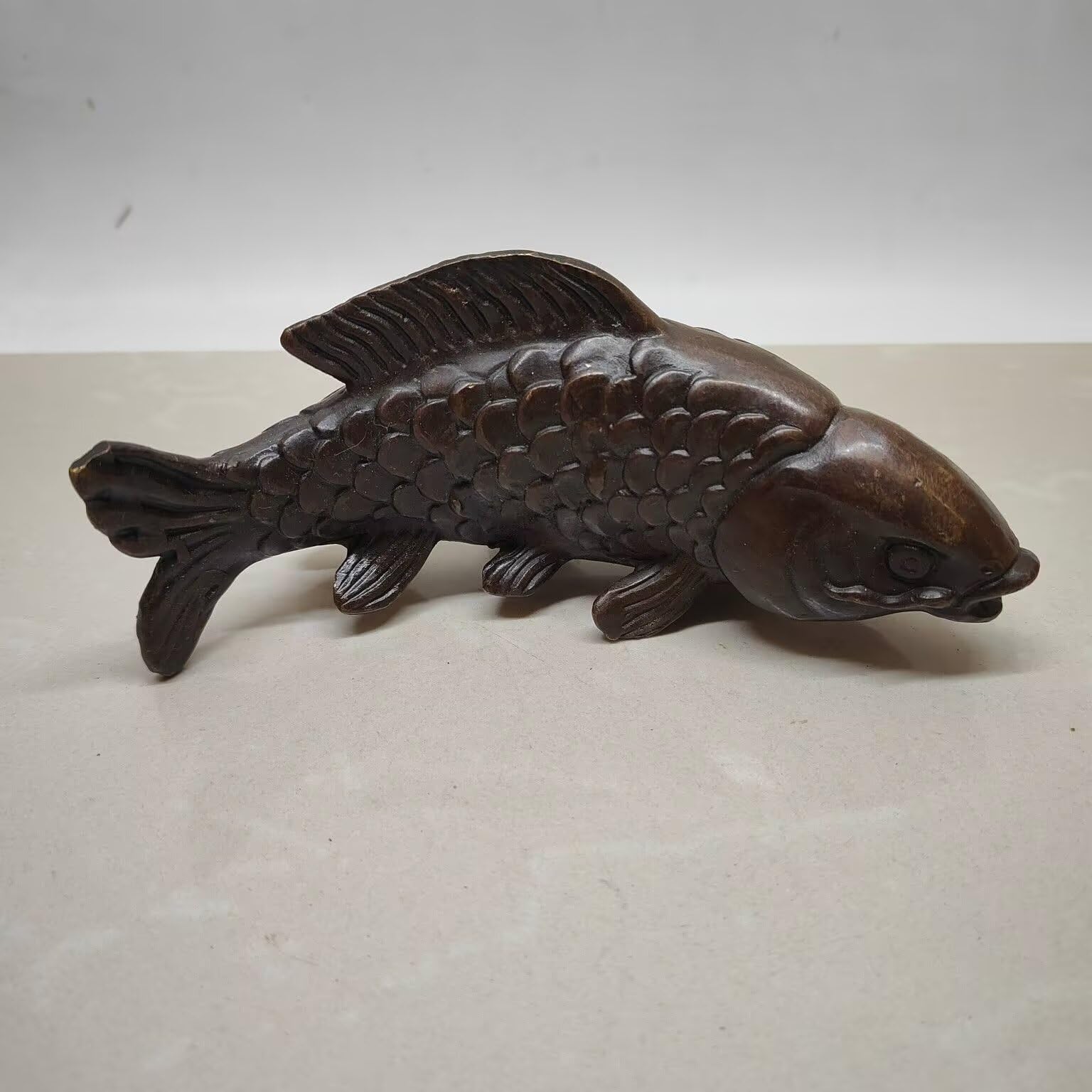 Dytartzx Feng Shui Fish Statue Copper Metal Big carp Auspicious Home Office Decoration