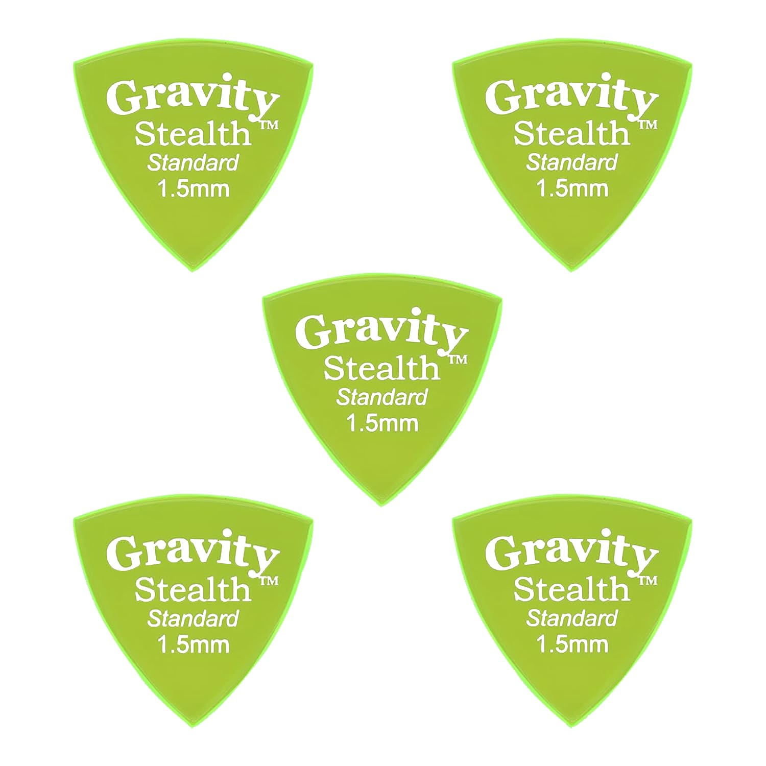 Gravity Picks Acrylic Guitar Picks - Polished, Sharper & Stronger Bevels for Brighter Sound & Tighter Grip - 1.5mm Stealth Design & Standard Thickness - Handcrafted in California (5 Pack)
