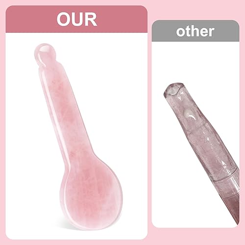 Miniatura 3 de Herramientas de masaje de raspado de Gua Sha de cuarzo rosa,Masaje Varita Acupuntura Terapia Stick Point Tratamiento