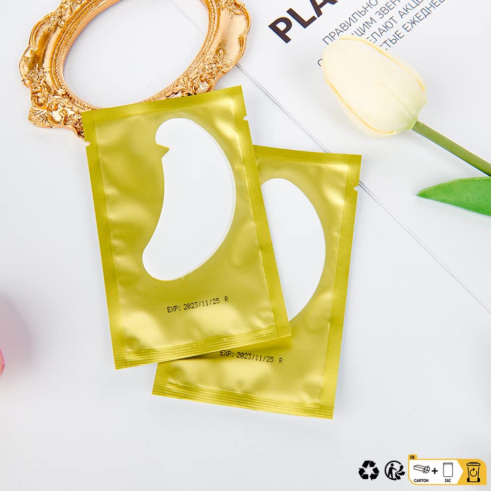 Lunamoon 100paar Patch Ciglia Patch per Extension Ciglia Pads Ciglia Cerotti per Estensioni Ciglia Eyelash Pads Eye Gel Patches for Eyelash Extension (V-pads Gold)