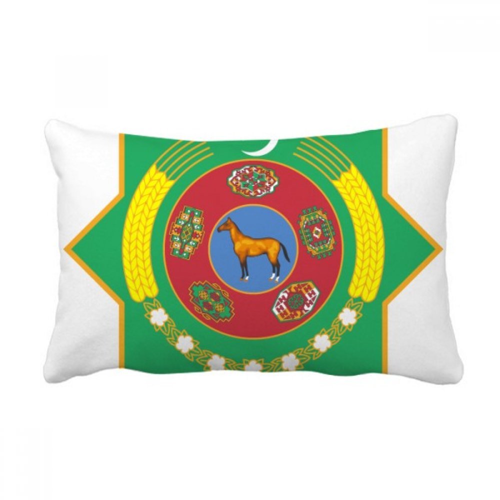 Oreiller lombaire emblème national Turkménistan, cadeau déco idéal Asie