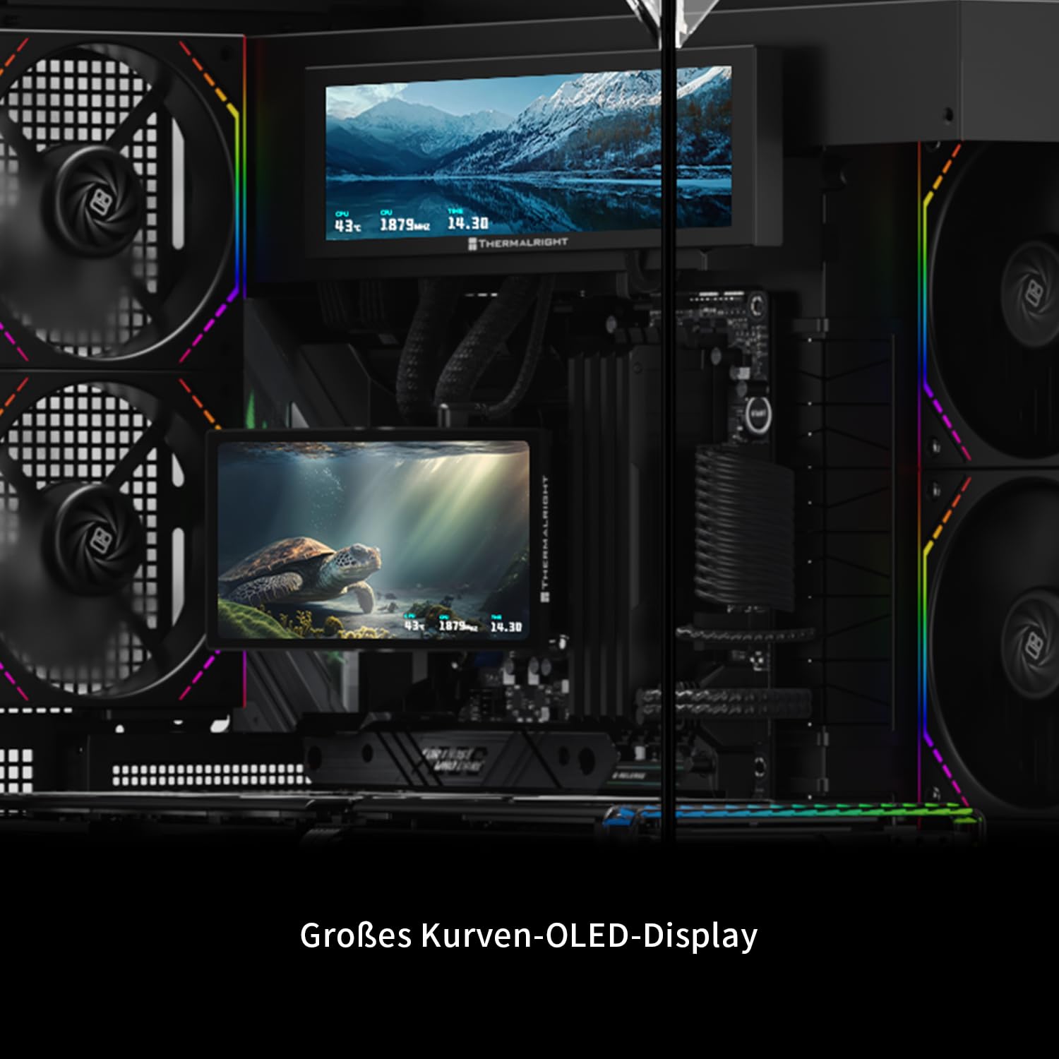 Thermalright Levita Vision 360 ARGB Black - Ventola di raffreddamento wireless per CPU AIO, schermo curvo con risoluzione 2400 x 1080, per AM4/AM5, Intel LGA1851/1700, schermo 3D da 6,67"