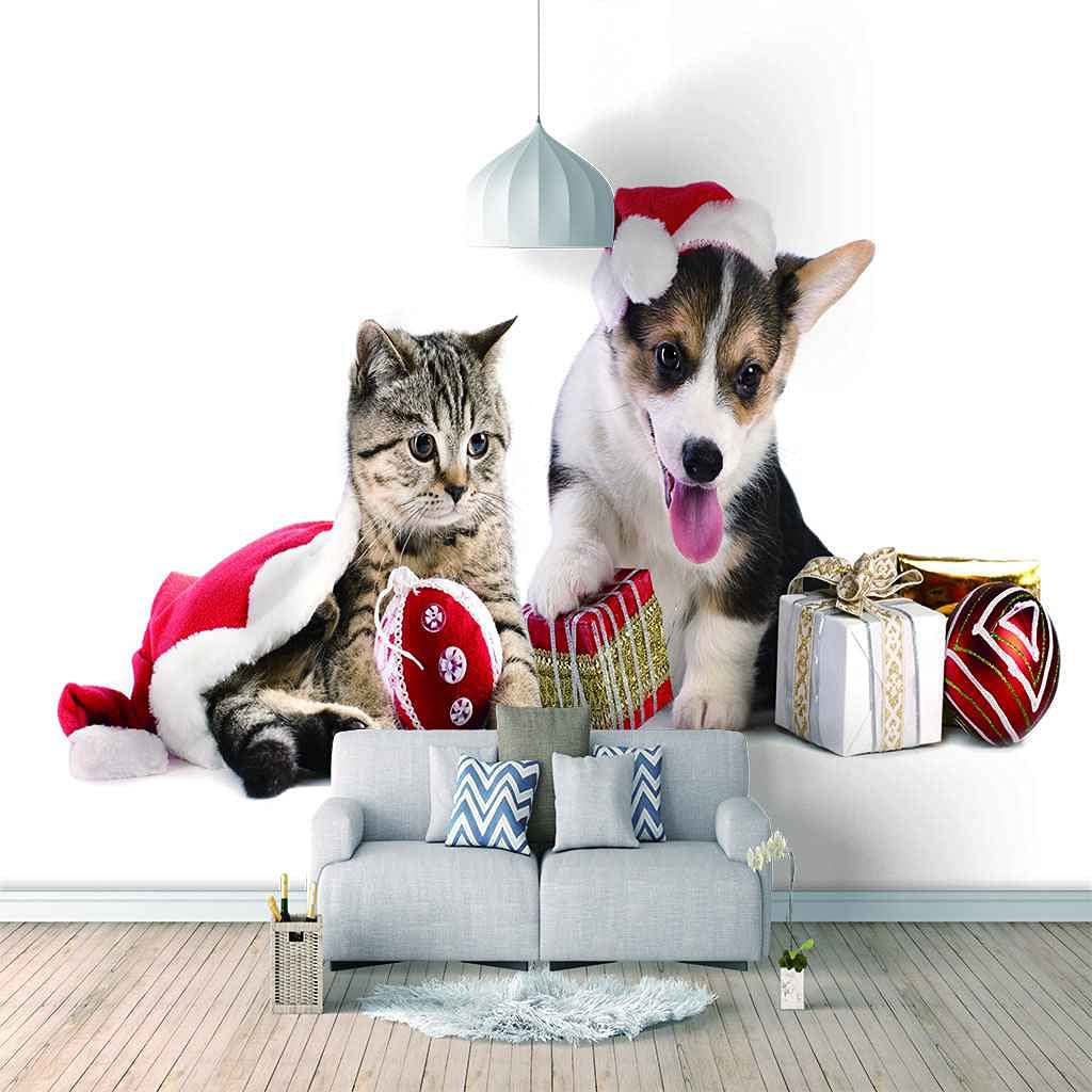 Affiche murale géante chiot de Noël 200x140 cm et poster tableaux muraux 3D salon