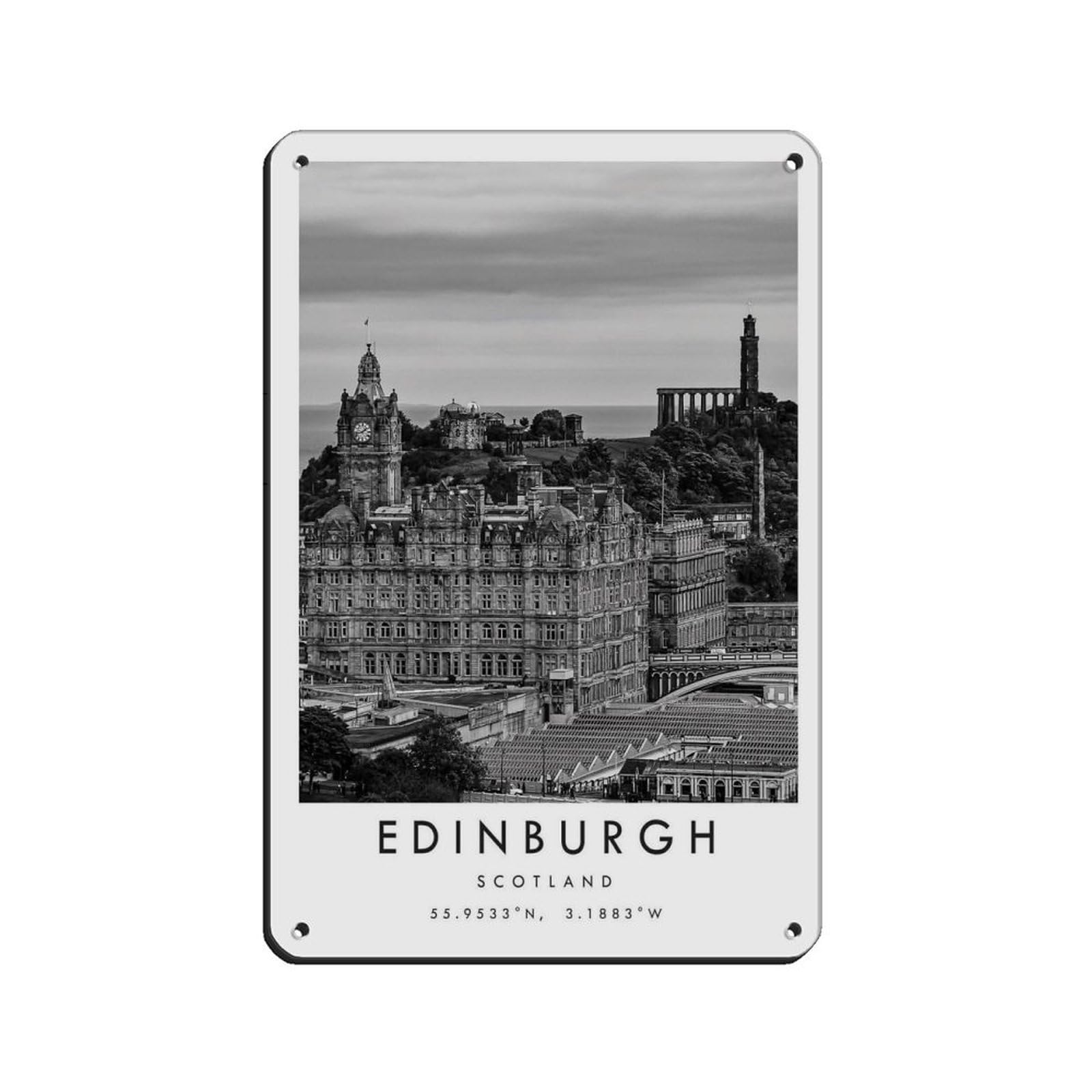 Lxwnze 20L X 30W Cm Edinburgh Travel, Edinburgh Poster Retro Poster Metal Tin Sign Chic Art Retro Iron Painting Bar People Cave Cafe Family Garage Poster Wall Decoration 8X12inch(20X30cm)