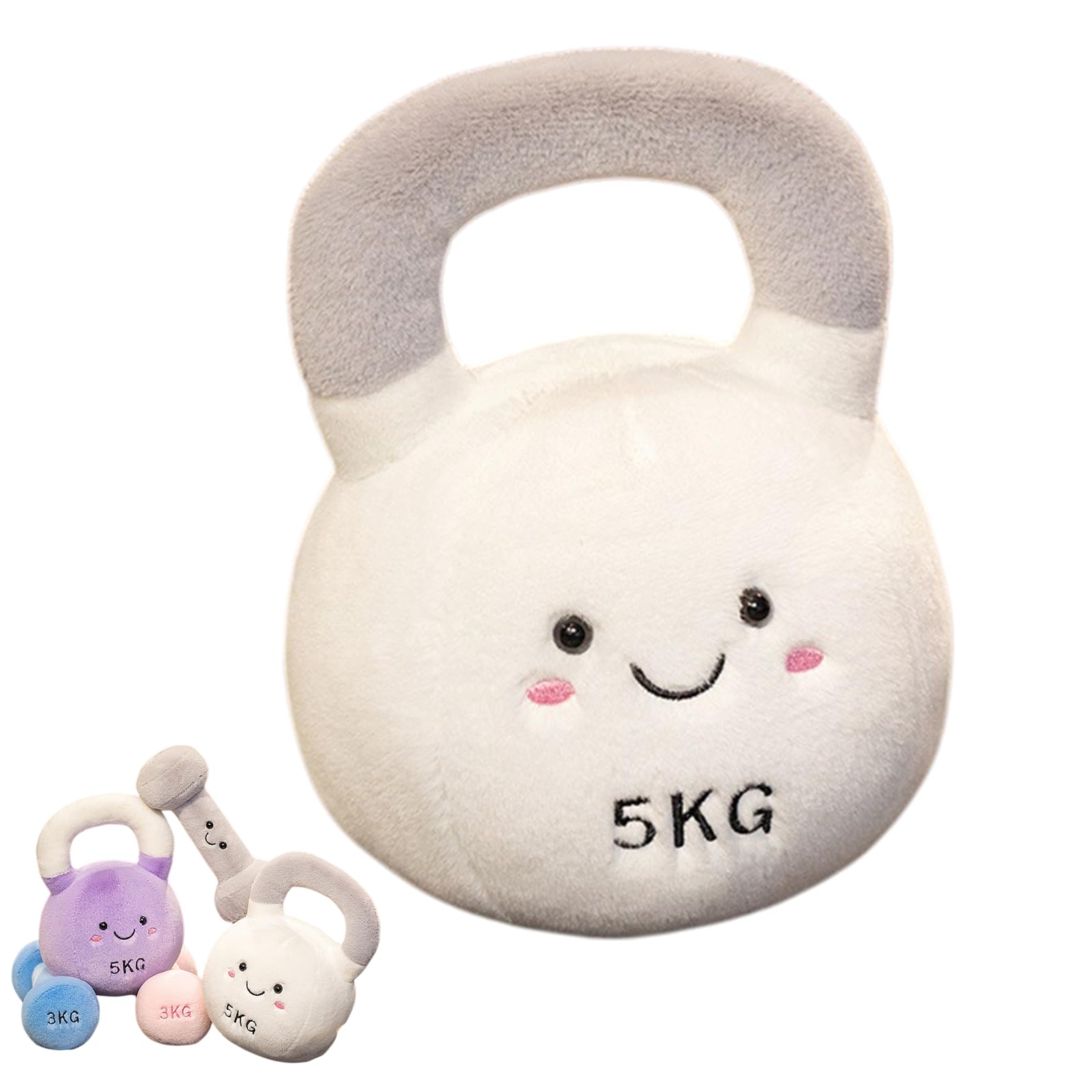 ZBELLO Plush toys – Cuddly toys – Baby plush dumbbells – 20 cm, safe and soft, cartoon-themed plush fitness equipment, baby gifts, nursery décor (White)