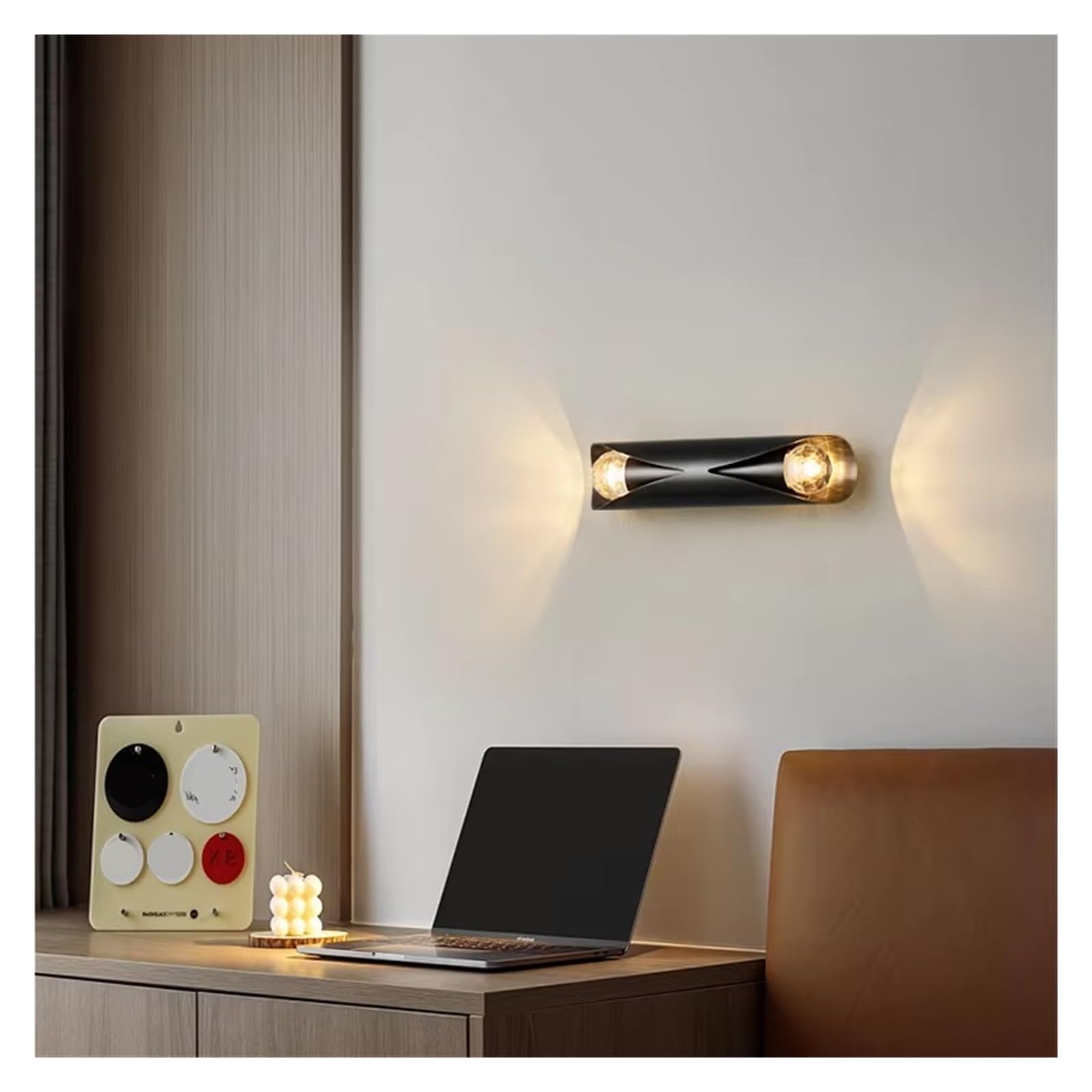 ASerZenith Full Copper Bedside Wall Lamp Light Luxury Living Room Background Wall Model Room Commercial,Black-3Colors Dimming