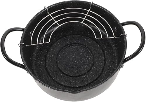 Miniatura 4 de Hemoton Freidora portátil Tempura sartén estilo japonés sartén sartén sartén tempura freidora con escurridor de aceite para pollo camarones papas