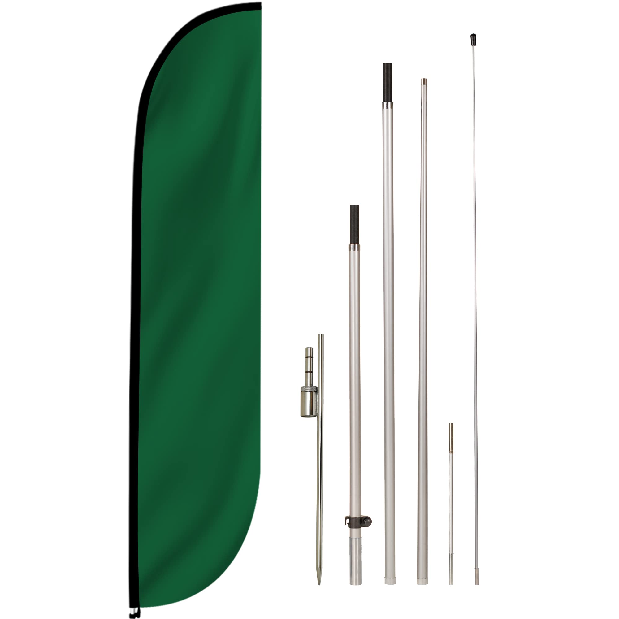 Photo 1 of LookOurWay Solid Color Themed 12-Feet Feather Flag Complete Set with Poles and Ground Spike Dark Green