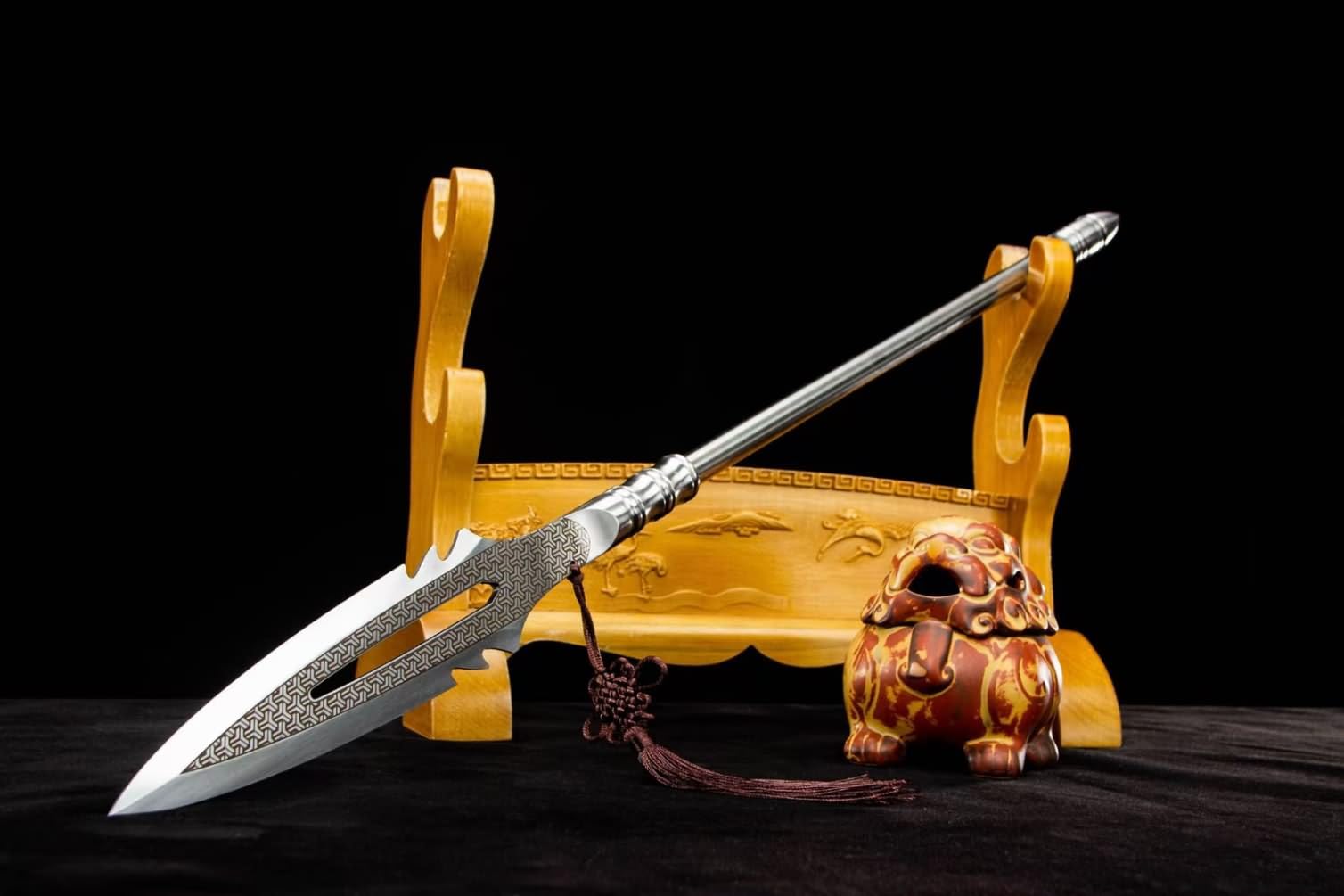 LOONGSWORD Warlord Spear - Traditional Craftsmanship, Stainless Steel Blade, 30inch Length