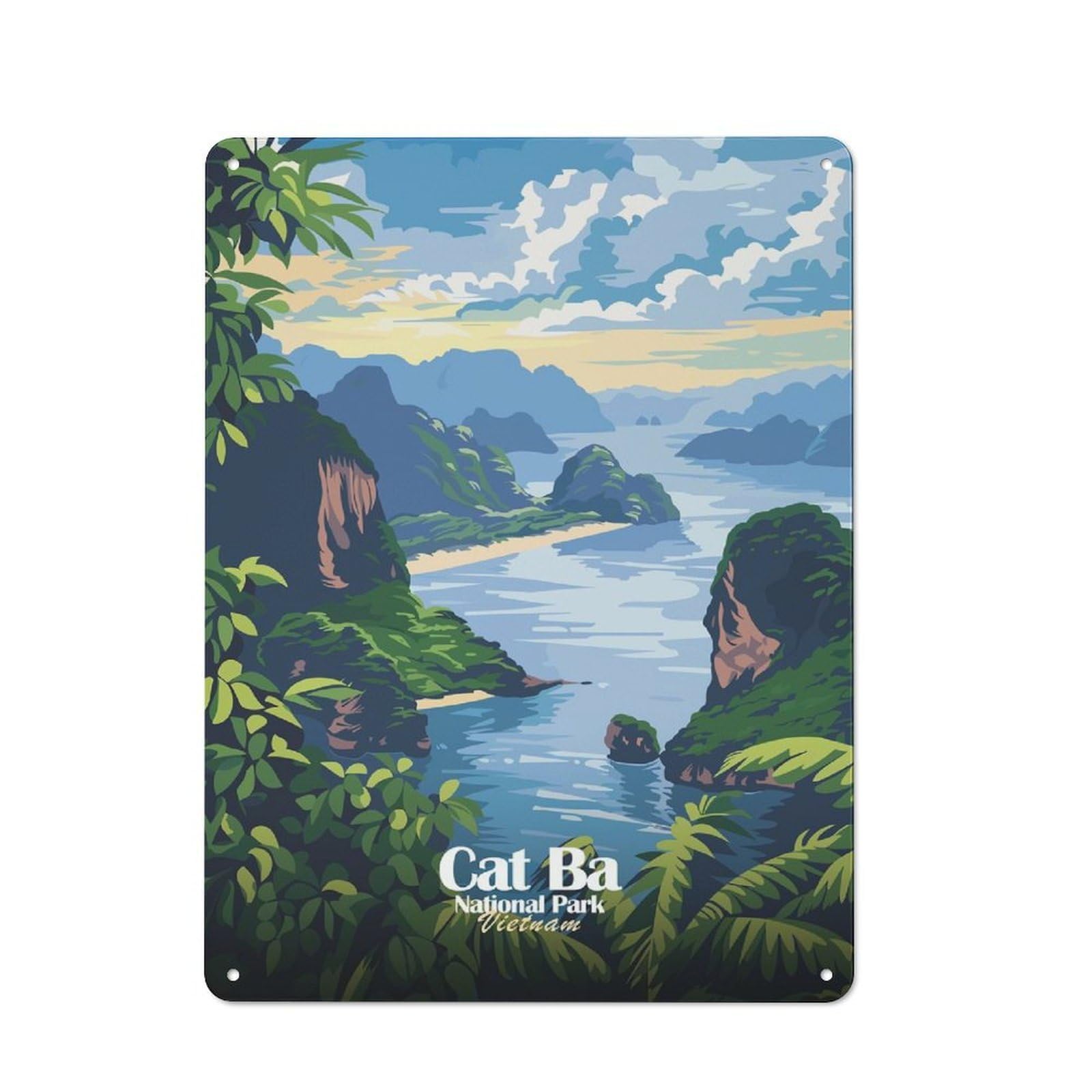 Junmoney Style-15 Cat Ba National Park, Vietnam Vintage Metal Wall Sign 40X30cm For Kitchen Or Home Bar, For Garage, Workshop And Man Cave Decoration