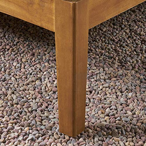 Gdfstudio Samantha Double Chaise Lounge For Yard And Patio, Acacia Wood Frame, Teak Finish With Green Cushions #TOP3