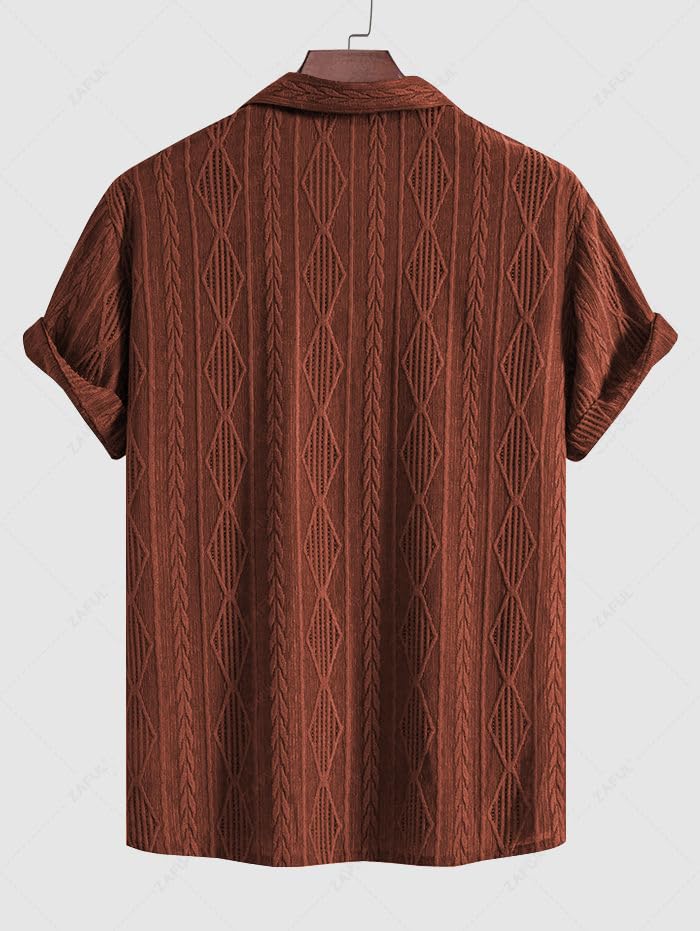 Image of Leriya Fashion Shirt for Man | Mens Casual Shirts | Shirt for Man| Shirts for Mens Stylish |Half Sleeve Button Down Textured Summer Wear (Available in Plus Sizes)
