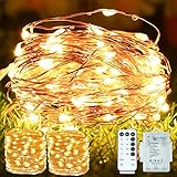 🌃 Control Remoto Inteligente ☪️ Las guirnaldas solares mejoradas 2022 vienen con un control remoto más fácil de usar, lo que elimina la complejidad y las molestias. El control remoto puede seleccionar directamente los modos de iluminación y puede durar de 2 a 8 horas. Además, el control remoto puede ajustar el brillo de las guirnalda exterior. La distancia máxima entre el mando a distancia y la luz es de 5 metros.