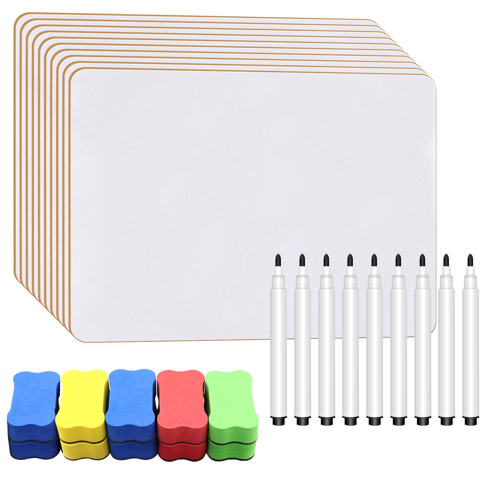 10 pizarras blancas A4, mini pizarra blanca de doble cara con 10 borradores secos y 10 bolígrafos, pizarra blanca pequeña para dibujo y escritura de niños, perfecta para aulas, hogares y oficinas