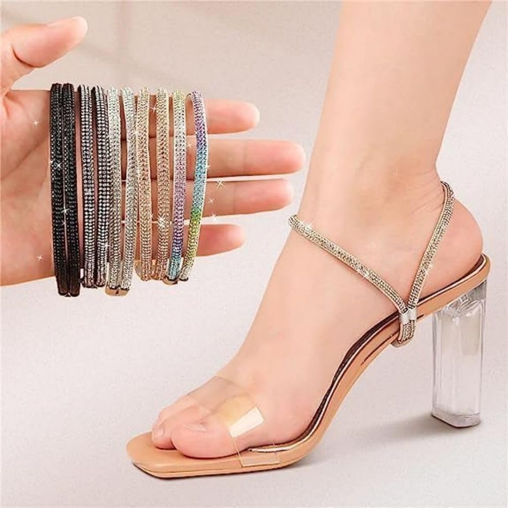 AHANDMAKER 4 Pcs Sangles De Chaussure Réglables Avec Charm Strass - Pour Talons Hauts Femmes
