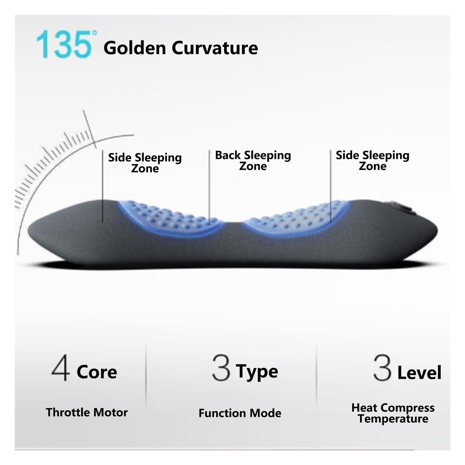 Triple Fusion Rückenmassagegerät for Stuhl Und Bett, 3-In-1-heiz- Und Vibrationsmassagegerät for Ischias, Traktionsgerät Zur Linderung von Schmerzen Im Unteren Rücken(Black)