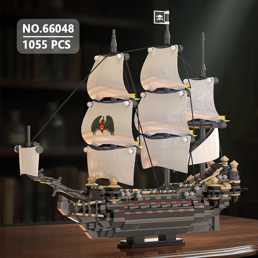 Ghost Mary 39087 - Set di mattoncini da costruzione, 1055 pezzi, motivo nave da pirata con vela, kit per adulti e ragazzi