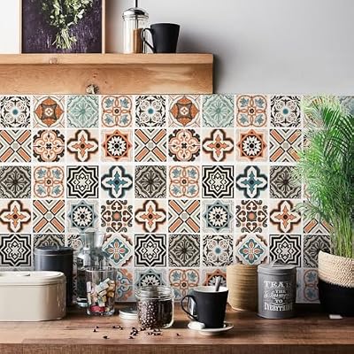 Orainege Tiles Contact Paper Kitchen Backsplash Wallpaper Peel and Stick Self Adhesive Waterproof Contact Paper for Countertop Cabinets Bathroom Shelf Drawers Removable 16inx118.1in
