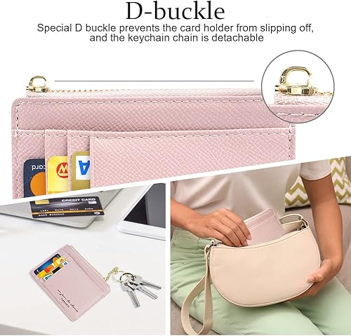 Miniatura 6 de URAQT Cartera para tarjetas de crédito, cartera ultradelgada de cuero a la moda, funda delgada y minimalista para tarjetas de crédito, carteras de