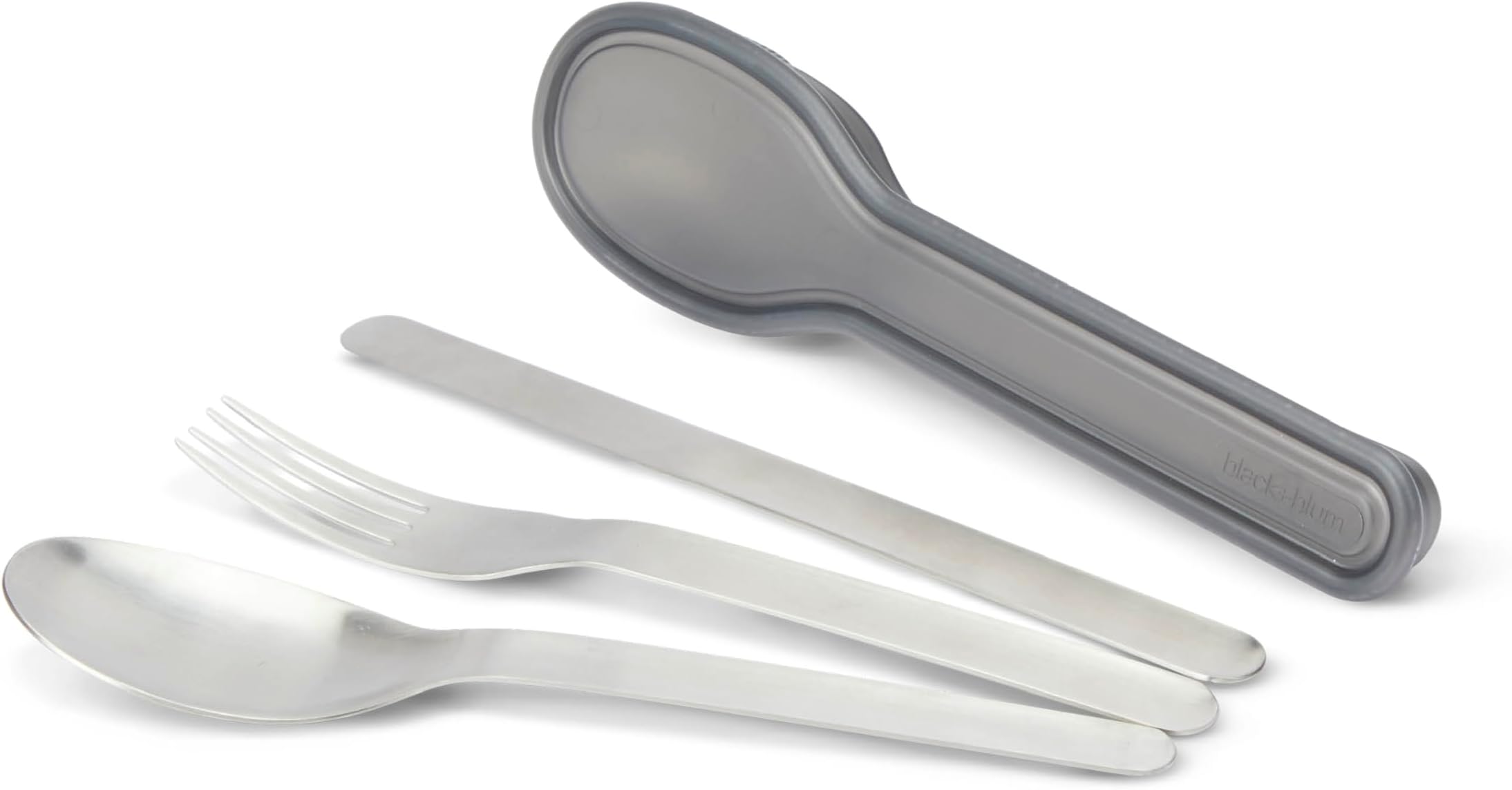 Nesting Cutlery Set 3 Piece Stainless Steel Compact Travel Cutlery Set (Knife, Fork, and Spoon) Portable Tableware with Snap Shut Case, Silver