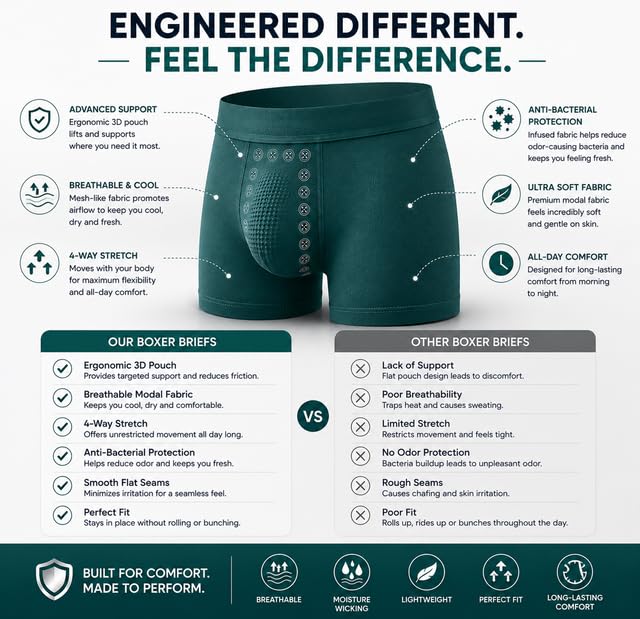 Image of Men's Mid-Rise Magnetic Boxer Briefs | Breathable Stretch Fabric with Energetic Massage Dots Underwear