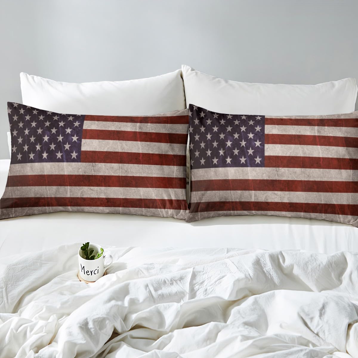 Erosebridal Set Biancheria Da Letto Bandiera Americana Mimetica - Piumino Queen Con 2 Federe - Stampa 3D Morbida Per Ragazzi E Adulti - 4