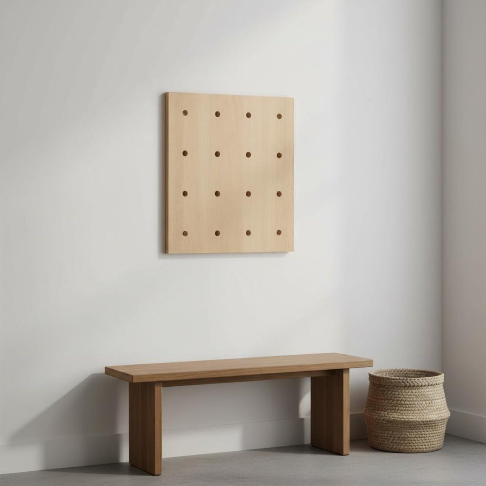 harayaa Estante de Pared Organizador Panel Perforado Repisa Perchero de Clavijas Ahorra Espacio Madera Natural Adecuado para Apartamento Oficina Doméstica Pasillo Dormitorio, Madera Natural 40-60cm