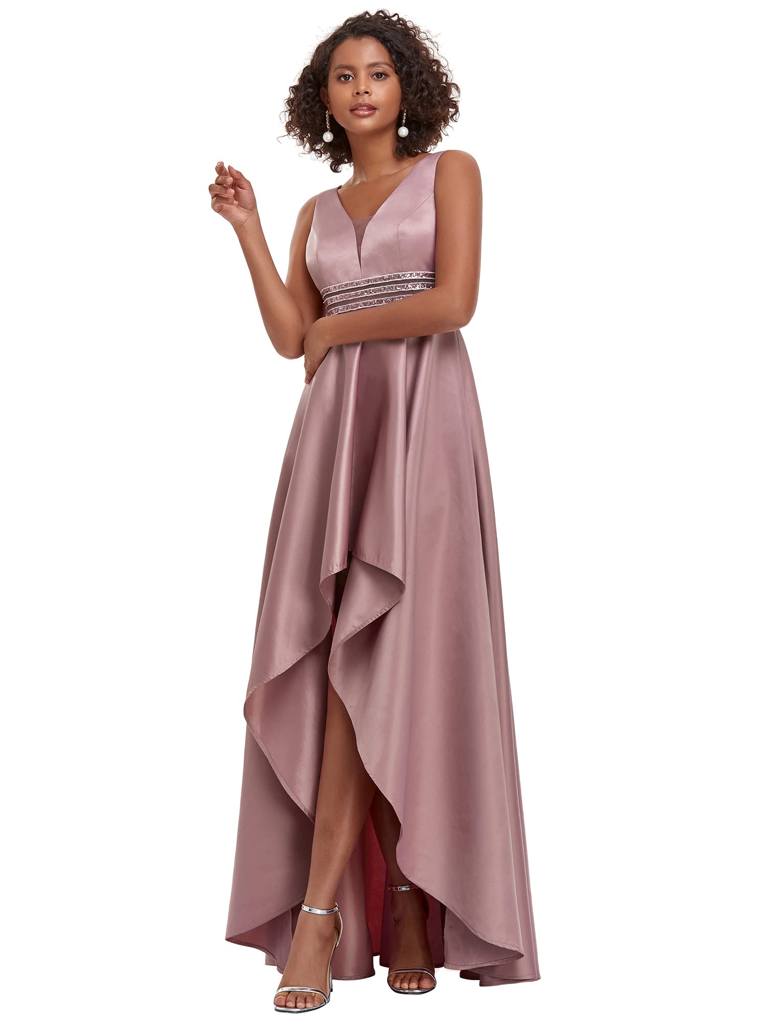 Womens V Neck Empire Waist Hi Low A Line Long | Desertcart Mauritius