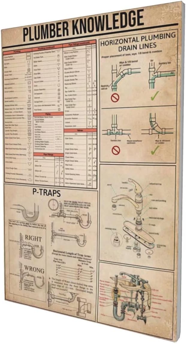 amazon com vintage plumber knowledge poster pipefitter educational quotes wall art pictures canvas print art painting wall decoration for home living room office christmas gift 12x16 inch posters prints