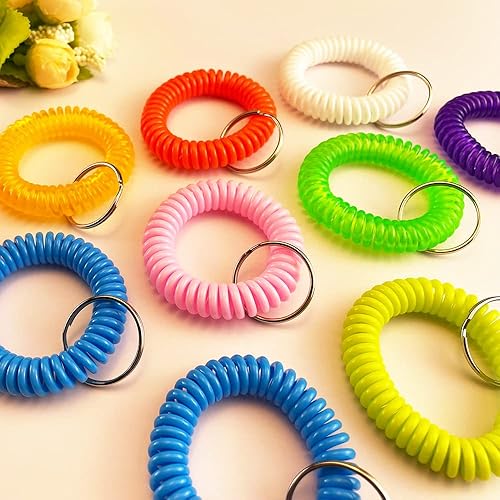Miniatura 5 de 50 llaveros elásticos en espiral para muñeca, pulsera para deportes al aire libre, multicolor