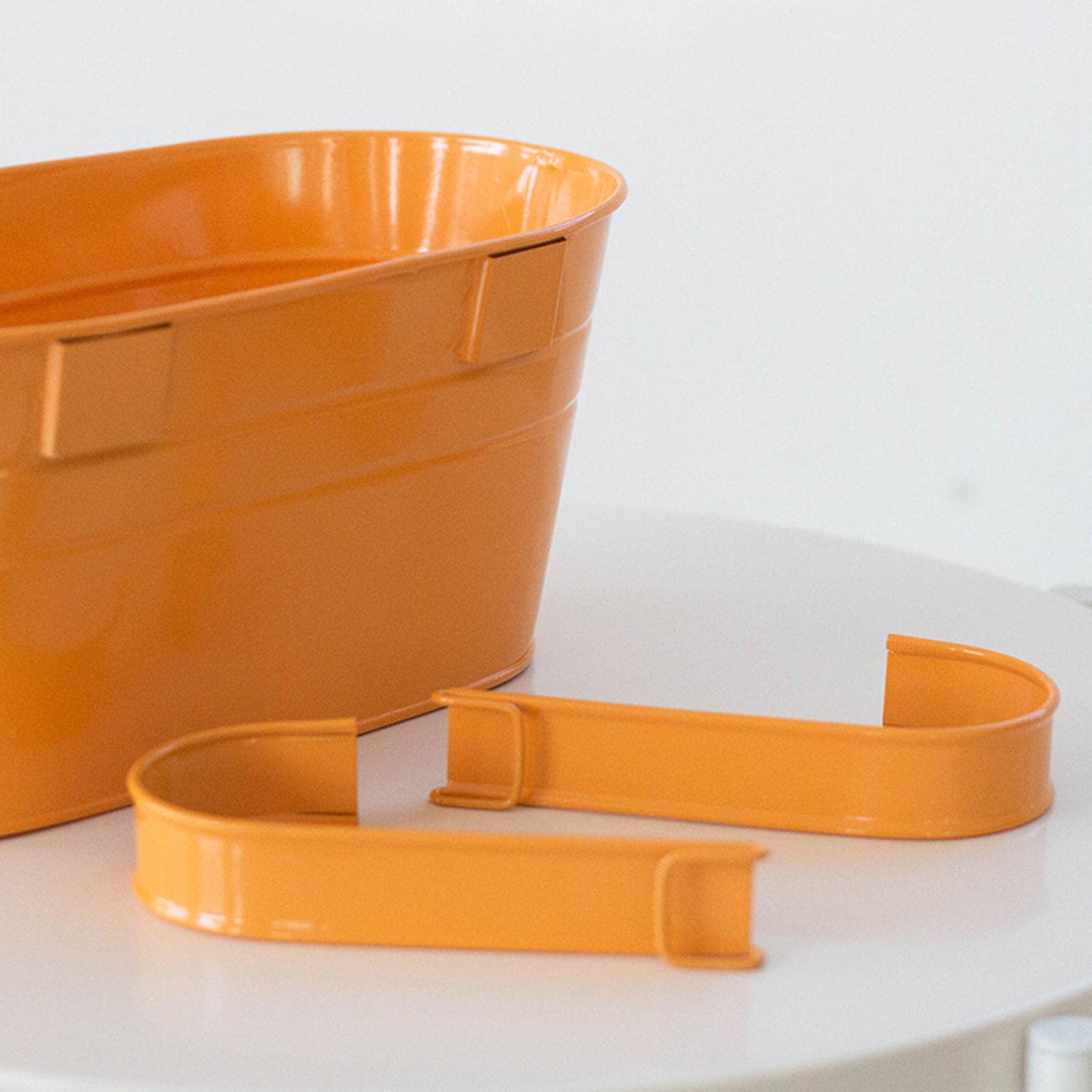Lot 2 Pots Fleurs Suspendus Métal Orange – Balcon, Jardin, Terrasse – 21 X 9,5 X 22,5 Cm – Style Rétro