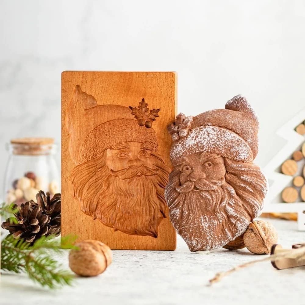 Juego de moldes de madera para galletas, 5 moldes tallados para hornear, moldes de galletas con formas de bricolaje, sello en relieve para galletas caseras