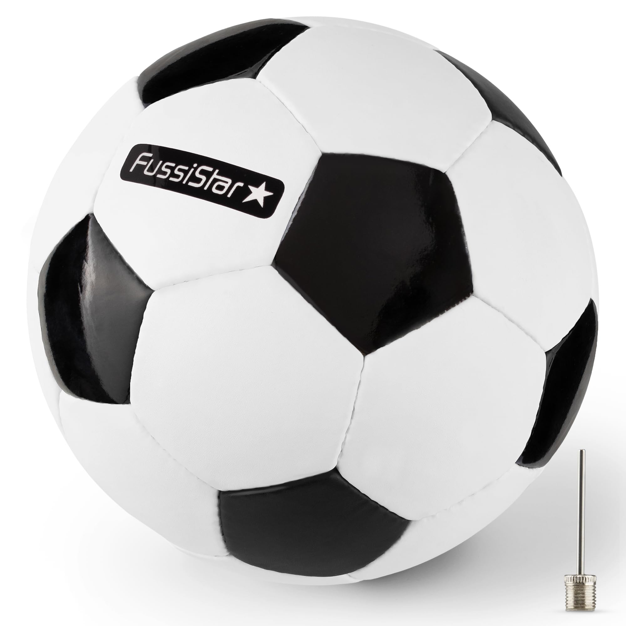 Fußball Größe 3, klassisch schwarz-weiß, für Kinder ab 3 - 7 Jahre. Robust & hochwertig, 290g leicht, klein und weich, als Bambini-Fussball, Spielball für Kinder oder als Geschenk - Set mit Ballnadel