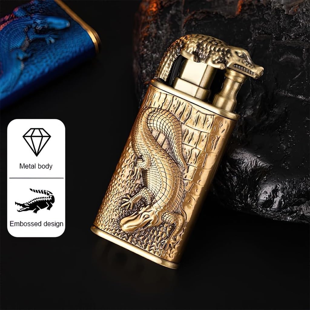 Briquet Torche Butane VIPAVA 2024 - Allumage Silencieux, Coupe-Vent, Flamme Réglable - Idéal Camping Et Cadeau (Green)