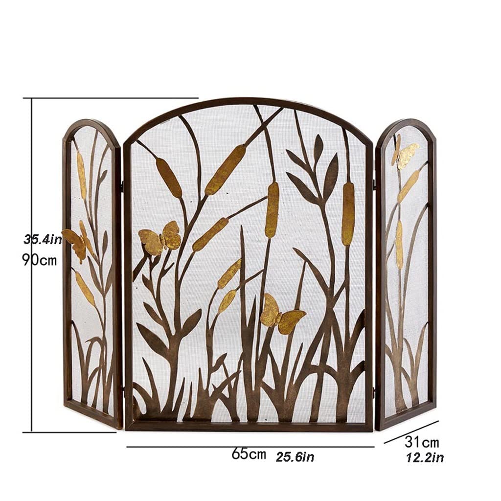 Schermi per Caminetti di Guardia Schermo fattorino camino con rete for rendere la vecchia farfalla cattail decorazione camino copertura protettiva copertura cavo recinzione partizione Accessori per Ca