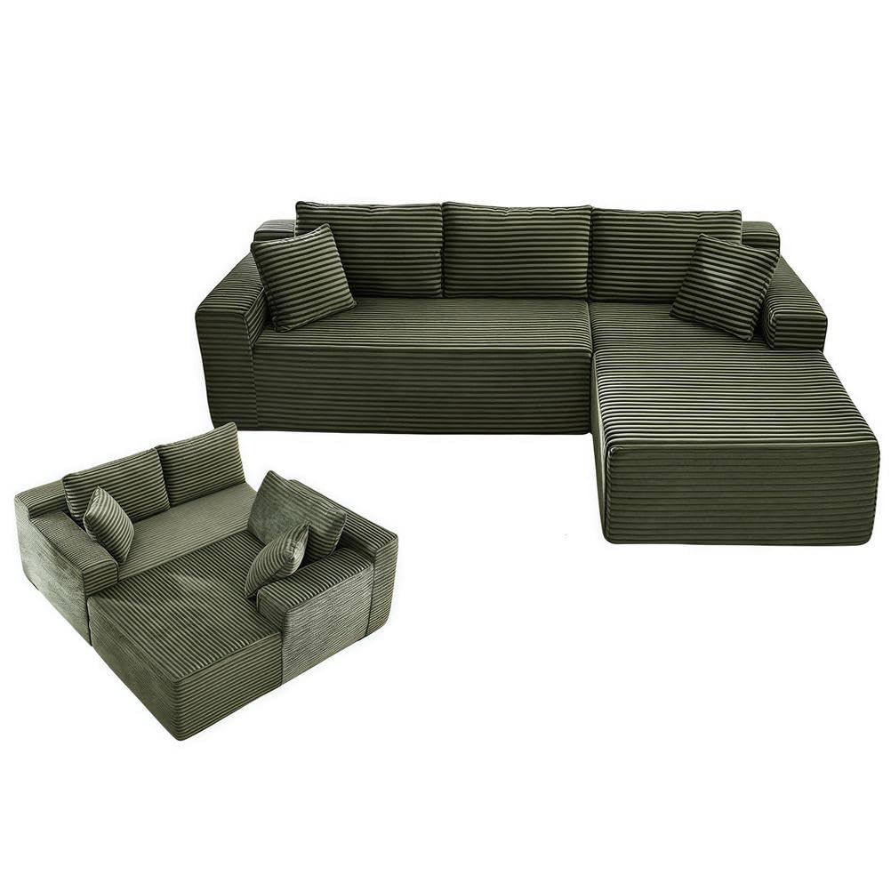 L FöRmiges Ecksofa mit Tiefer SitzfläChe, Sofas Ohne Knochen, Cord Polsterung, Minimalistisches Modulares Schlafsofa für Wohnzimmer, Schlafzimmer, Apartment, Lounge