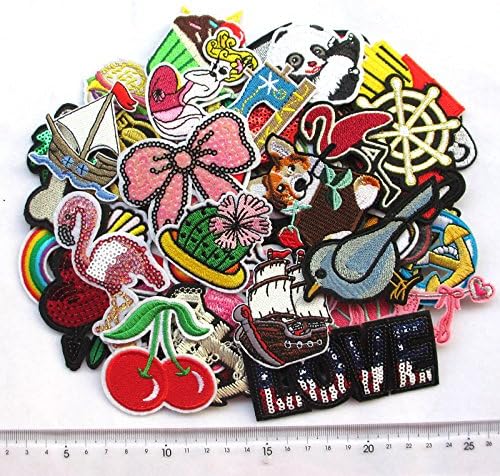 Random 20pcs Assorted Styles Embroidered Patch Sew On/Iron On Patch Applique Clothes Dress Plant Hat Jeans Sewing Flowers Applique DIY Accessory (20) - Image 2