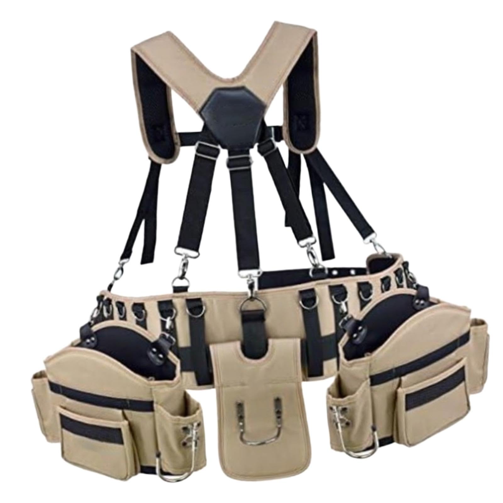 Cinturón Portaherramientas con Correas para Los Hombros, Organizador, Transpirable, Cintura Ajustable, con Múltiples Bolsillos, Ideal para...