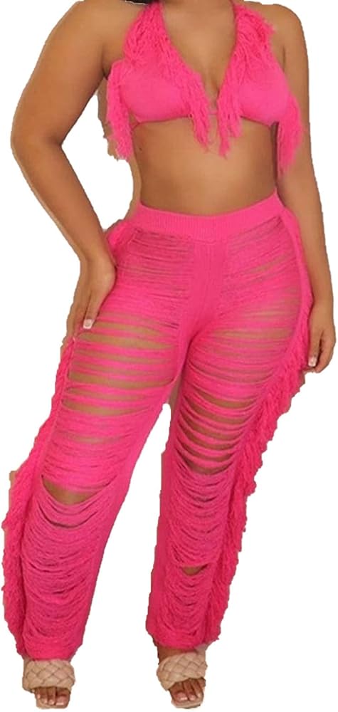 Amazon.com: JEShifangjiusu Women Crochet Cover Up Pants Hollow Out