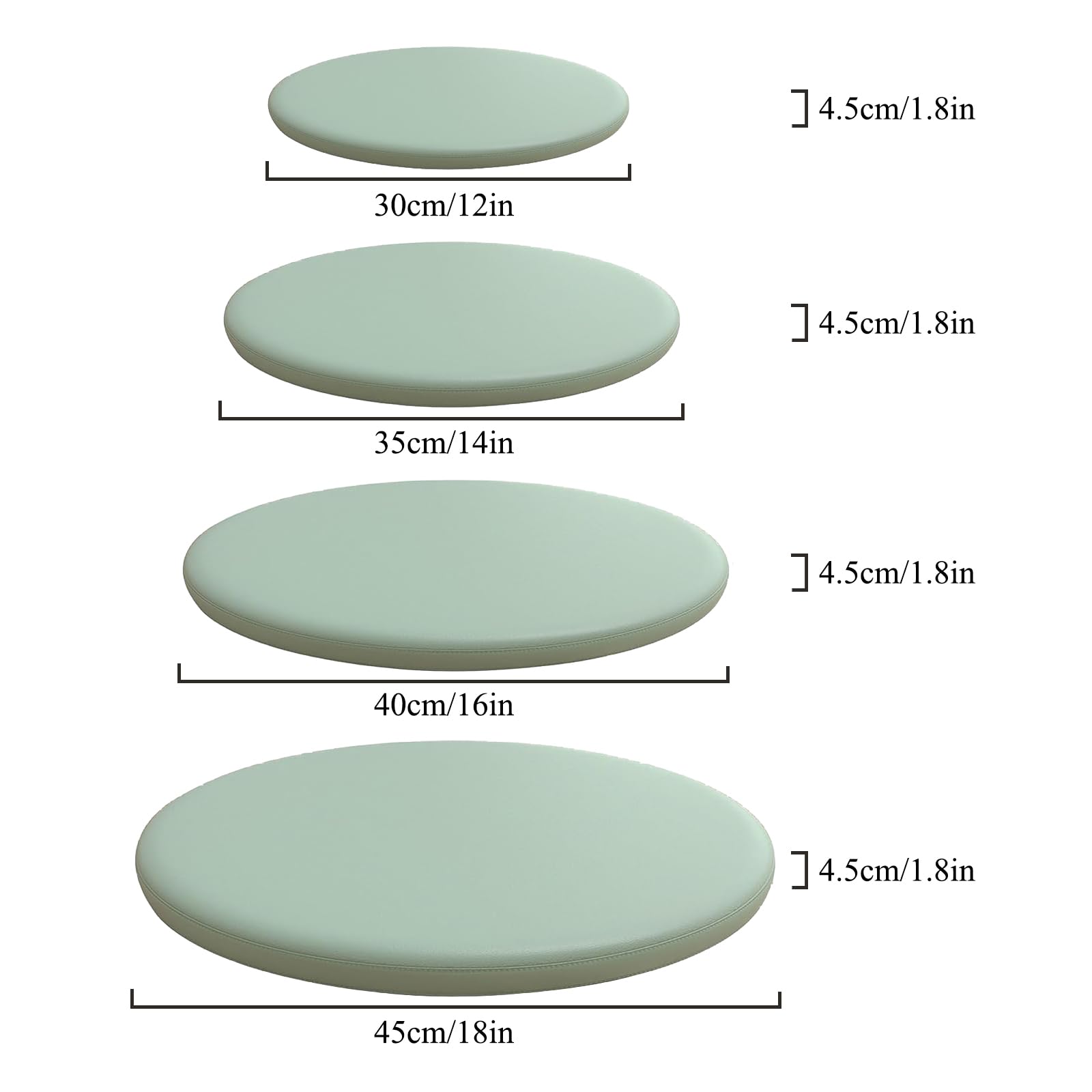 Okrągła poduszka do siedzenia 40 cm (6 szt.) skórzane poduszki na krzesło do jadalni, poduszka na krzesło, poduszki z pianki z pamięcią kształtu, grube podkładki do jadalni lub kuchni, do