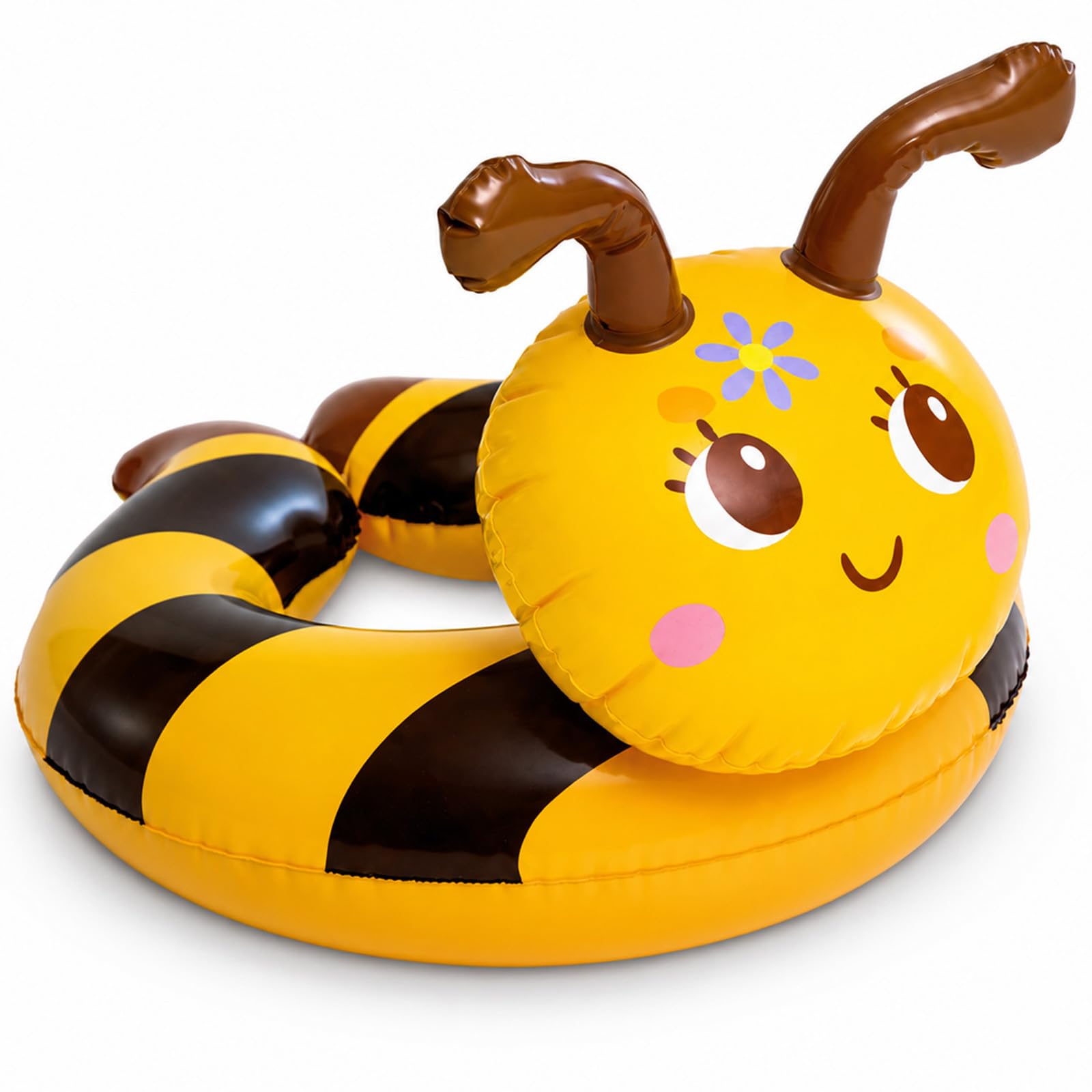 Yellow Bee Swimming Ring,Pool Float,Inflatable Float 55 x 58 cm,PVC Swim Ring for Beach Summer Water Party,Inflatable Water Toy Lounger,Holiday Photo Prop,Travel Accessory Garden Resort Patio