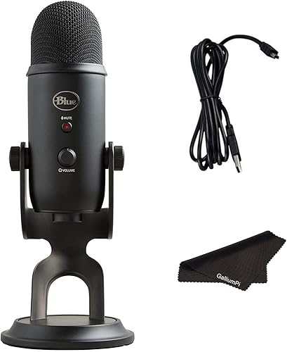 Micrófono USB Blue Yeti con 4 patrones de pastilla, 3 cápsulas de condensador, control de ganancia de micrófono y soporte ajustable para juegos,