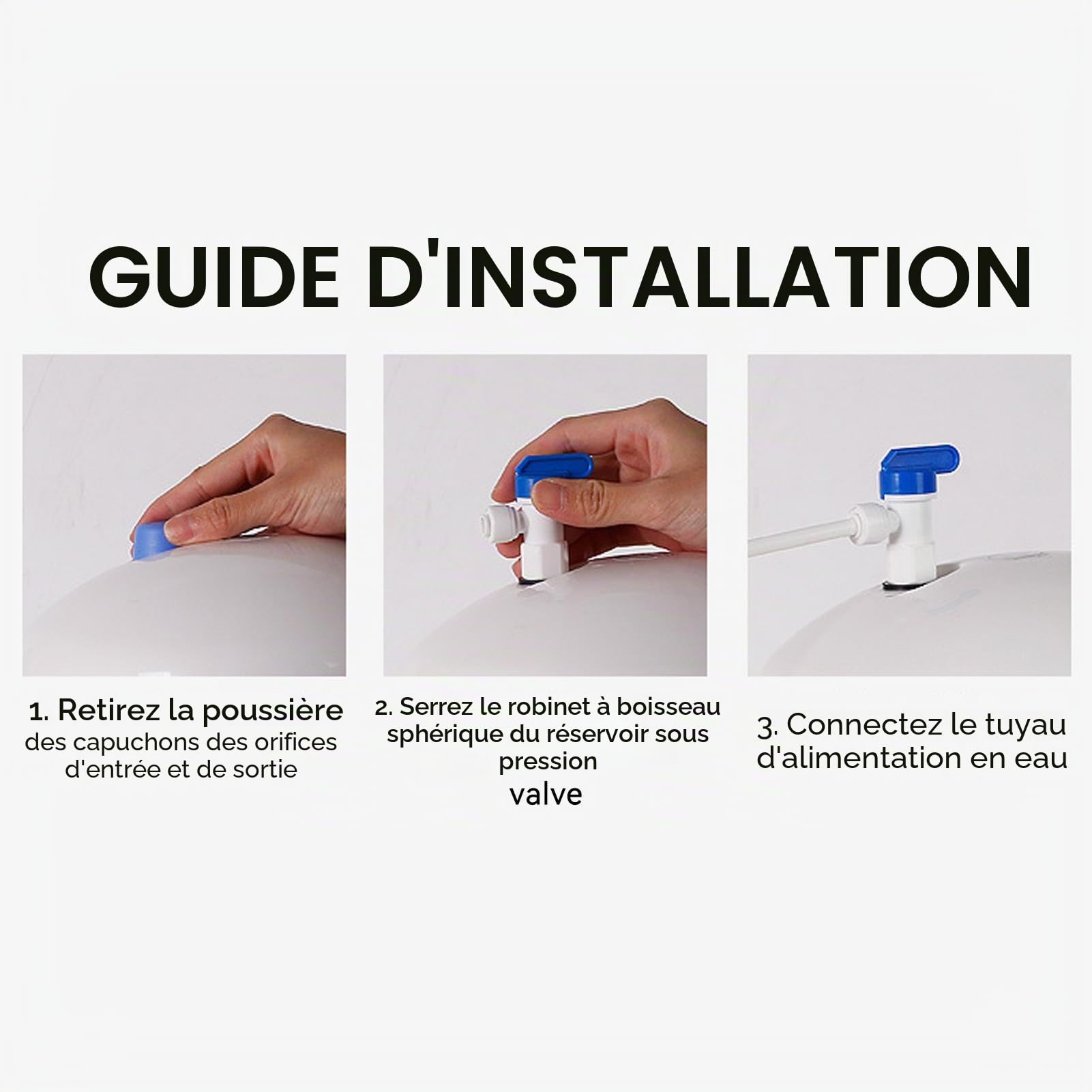 Tissting Osmose Inverse, Ballon à Valve 1.8 Gallons avec Vanne Réservoir | Osmoseur Plastique Vanne Réservoir 1/4" Incluse pour Système Osmose Inverse RO7L 50Mpsi pour Purification d'Eau Résidentielle