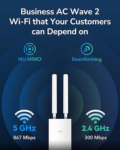 Miniatura 3 de Cudy RE1200 al aire libre AC1200 WiFi 5 al aire libre punto de acceso rápido malla, IP65 impermeable MU-MIMO soporte RE modo, PoE alimentado,