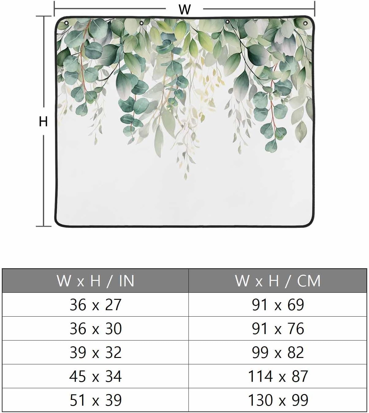Sage Green Eucalyptus,Magnetic Fireplace Cover Decorative Indoor For Brick Fireplace,Insulation Fireplace Blocker Blanket Draft Stop Hot Heat,Contemporary White Botanical Watercolor 39"Wx32"H