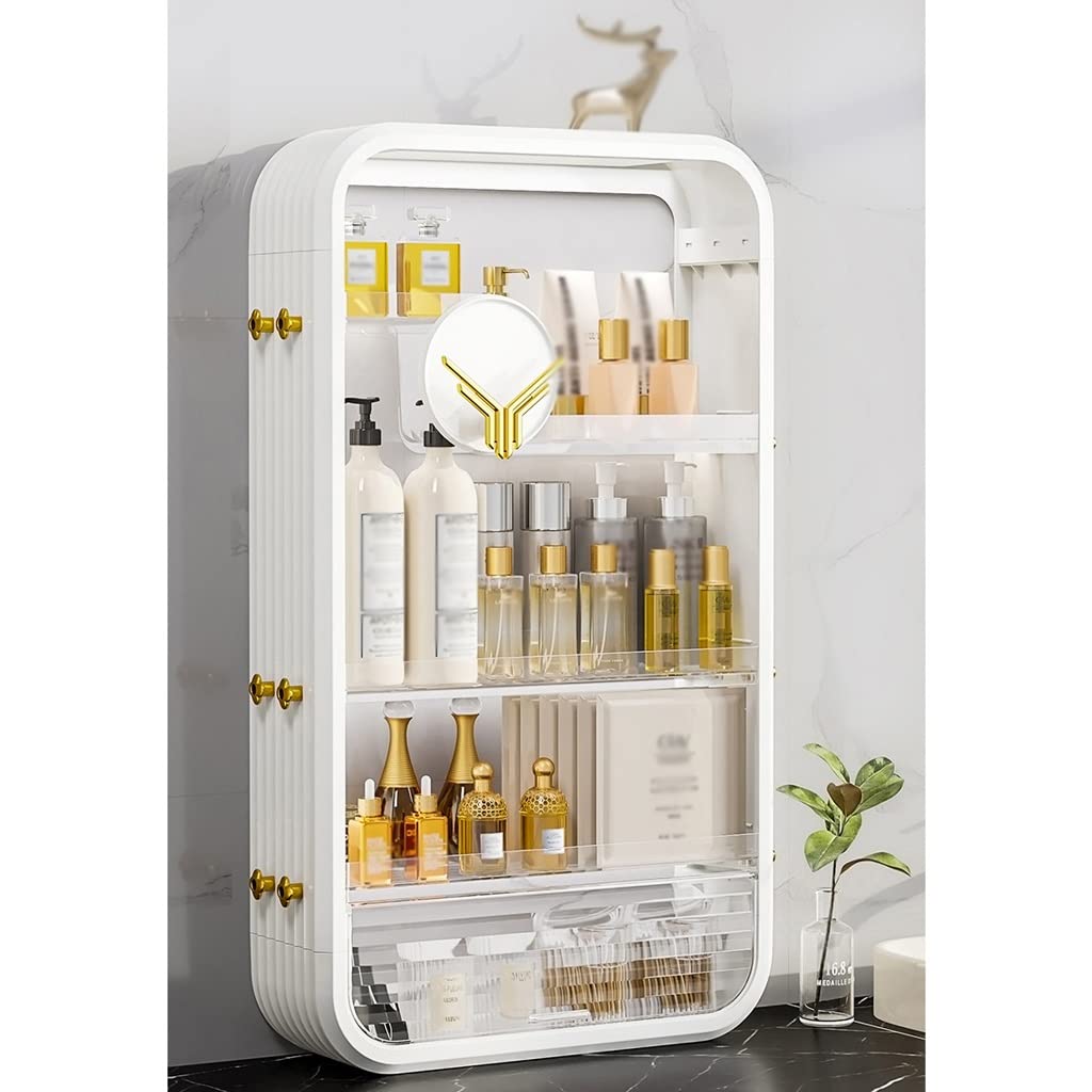 PRUJOY Organizador de Maquillaje, Caja de Almacenamiento de cosméticos para Interiores, Estante de Pared sin Perforaciones para Cocina, Estante de Productos para el Cuidado de la Piel (Brass 70 cm)